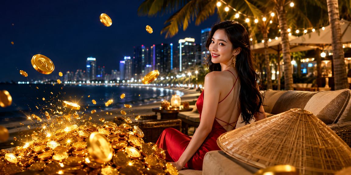 Cảnh Nha Trang buổi chiều, người dùng kiểm tra kết quả cá cược trên điện thoại bên bờ biển